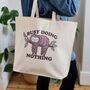 Busy Doing Nothing Cotton Canvas Sloth Design Tote Bag, thumbnail 2 of 3