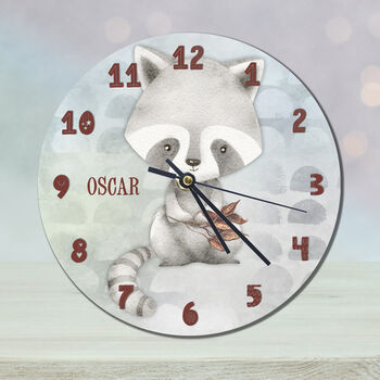 Woodland Raccoon Child's Clock, 3 of 5