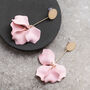 Baby Pink Rose Petal Flower Drop Earrings, thumbnail 1 of 3