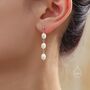 Sterling Silver Genuine Freshwater Pearl Trio Drop Earrings, thumbnail 2 of 11