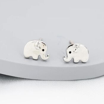 Sterling Silver Cute Baby Elephant Stud Earrings, 4 of 10