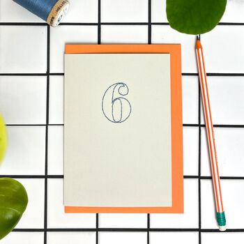 'Number' Personalised Hand Embroidered Card, 2 of 8