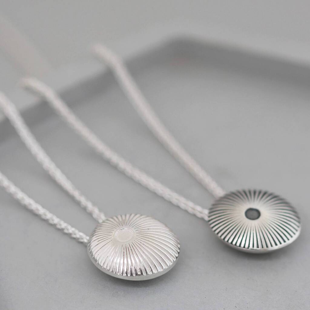 Sterling Silver Round Necklace With Sunburst Motif, 1 of 12