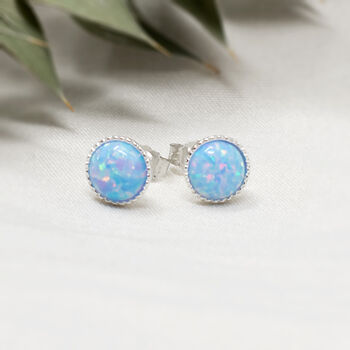 Sterling Silver Opal Stud Earrings, 3 of 6