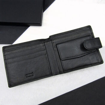 Personalised Black Men's Rfid Leather Bifold Wallet, 2 of 5