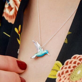 Personalised Enamel Hummingbird Necklace, 2 of 5