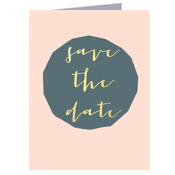 Mini Gold Foiled Save The Date Card, 2 of 5