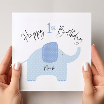 Personalised 1st / 2nd Birthday Card: Pink Or Blue Elephant Design, 2 of 9
