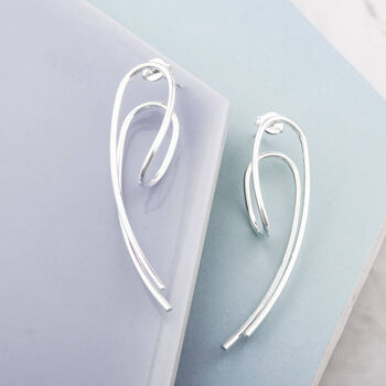 Statement Curled Wishbone Sterling Silver Stud Earrings, 5 of 7
