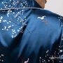 Blue Printed Soft Satin Long Sleeve Luxury Pyjama Set, thumbnail 4 of 9