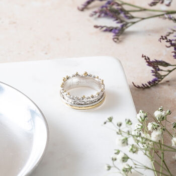 Personalised Sterling Silver Golden Crown Spinner Ring, 2 of 11