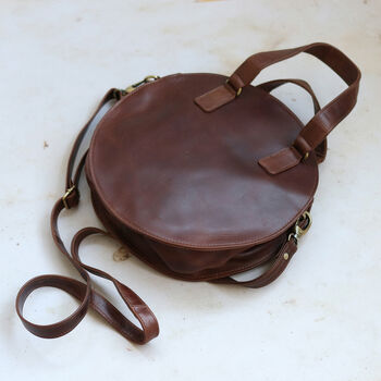 Leather Circle Top Handle Shoulder Bag, 3 of 5