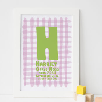 New Baby Personalised Gingham Print, 3 of 3