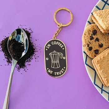 In Coffee We Trust Keyring Coffee Gifts, 4 of 7