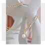 Milan D’or Gold Pearl Drop Ribbed V Blossom Necklace, thumbnail 3 of 4