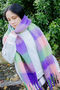 Purple Green Pink Plaid Warm Wrap Scarf, thumbnail 1 of 7