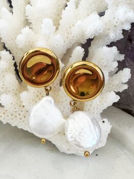 Ava Earrings 18k Gold Plated Titanium, Tarnish Free, Hypoallergenic + Waterproof, 4 of 9