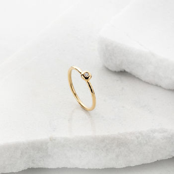 18ct Gold Stacking Bud Ring With Diamond, 2 of 5