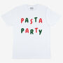 Pasta Party Unisex Slogan T Shirt In White, thumbnail 1 of 3