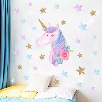 Magical Unicorn And Stars, Removable Wall Vinyl, 3 of 5