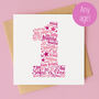 Pink Star Personalised 1st Birthday Card, thumbnail 1 of 4