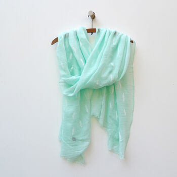 Mint Green Feather Scarf With Personalisation, 2 of 12