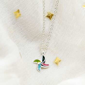 Colourful Rainbow Windmill Charm Summer Necklace, 4 of 6