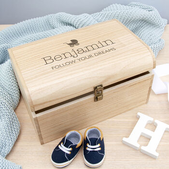 Personalised New Baby Pram Keepsake Chest, 4 of 9