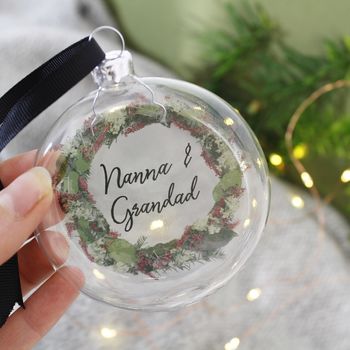 Grandparent Wreath Glass Christmas Bauble Gift, 3 of 3