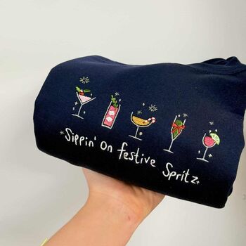 Festive Spritz Embroidered Christmas Jumper, 2 of 5