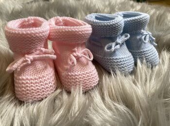 Knitted Tie Up Newborn Baby Booties, 2 of 8