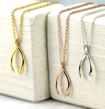 Sterling Silver Or Gold Wishbone Charm Necklace, 6 of 9