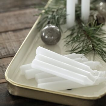 Pack Of Ten White Tapered Slim Candles, 3 of 3