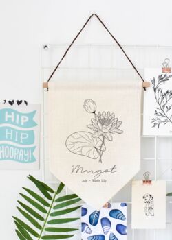 Personalised Birth Flower Flag New Baby Gift, 3 of 4