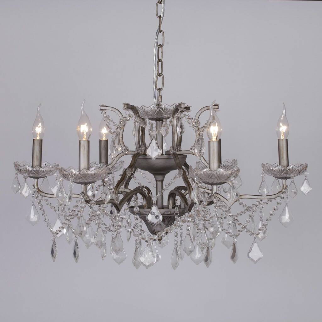 Antique French Chandelier In Silver Six Branches, 1 of 3