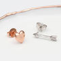 Silver And Rose Gold Plated Mismatched Love Earrings, thumbnail 1 of 6