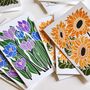 Linocut Joy Bloom Flower Notecards Set Of 12, thumbnail 2 of 12