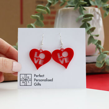Love Heart Acrylic Red Earrings, 3 of 7