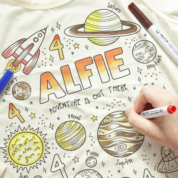 Space Adventure Personalised Colour In Top With Pens, 4 of 8