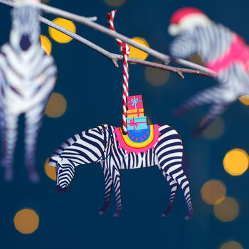 Set Of Four Christmas Zebra Decorations, 3 of 4