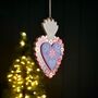 Red And Blue Wood Floral Heart Hanging Decoration, thumbnail 2 of 2