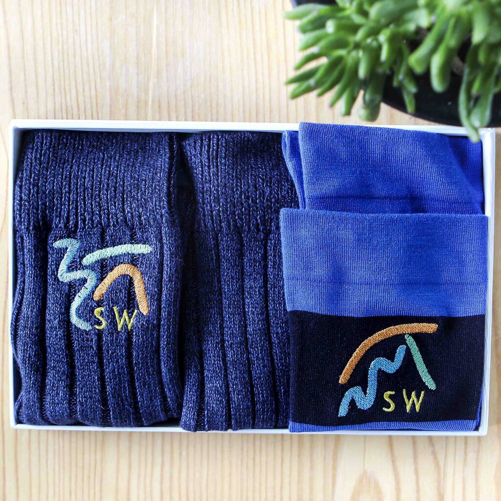Men's Personalised Initials Soft Bamboo Sock Gift Set, 1 of 6