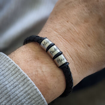 Chunky Personalised Mens Bracelet With Engraved Rings, 2 of 8