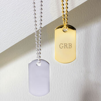 Army Dog Tag With Bead Chain 18 K Gold Plated Silver, 6 of 6