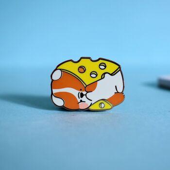 Cute Cheese Dog Enamel Pin, 4 of 6