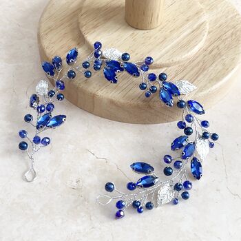 Royal Blue Crystal Hair Vine, 3 of 6