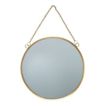 Round Gold Hanging Mirror With Chain, 2 of 4