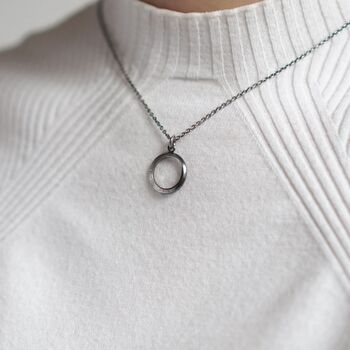 Crescent Moon Hammered Oxidised Silver Necklace, 3 of 4