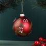 G Decor Hand Painted Glass Pine Branch And Pearl Berry Red Christmas Bauble Hanging Decoration, thumbnail 1 of 3
