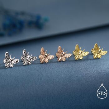 Death's Head Hawkmoth Moth Screw Back Earrings In Sterling Silver, 8 of 10